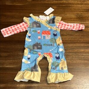 New Pete+Lucy Colorful Baby Romper with Farm Print size 0-3m